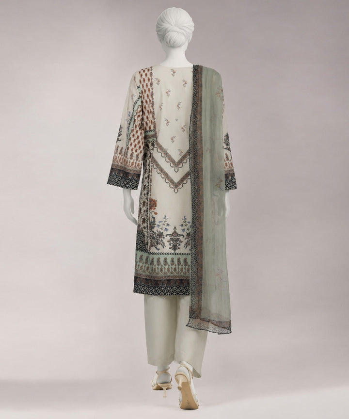 Lawn Off White Unstitched Suit - J. Junaid Jamshed