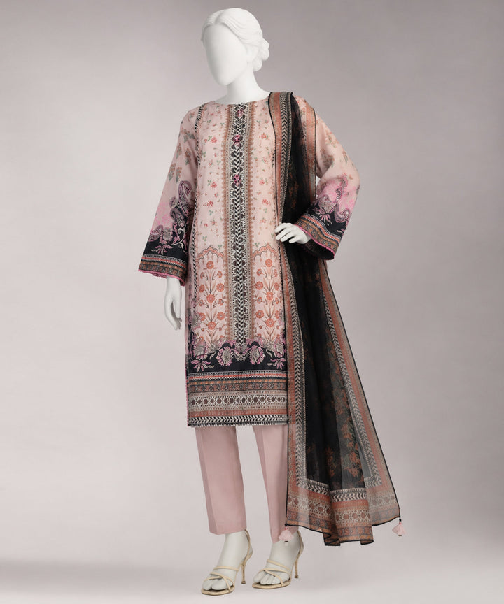 Lawn Tea Pink Unstitched Suit - J. Junaid Jamshed