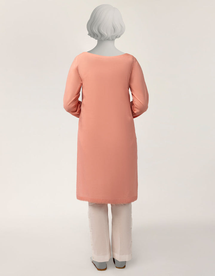 Lawn Peach Kurti - J. Junaid Jamshed