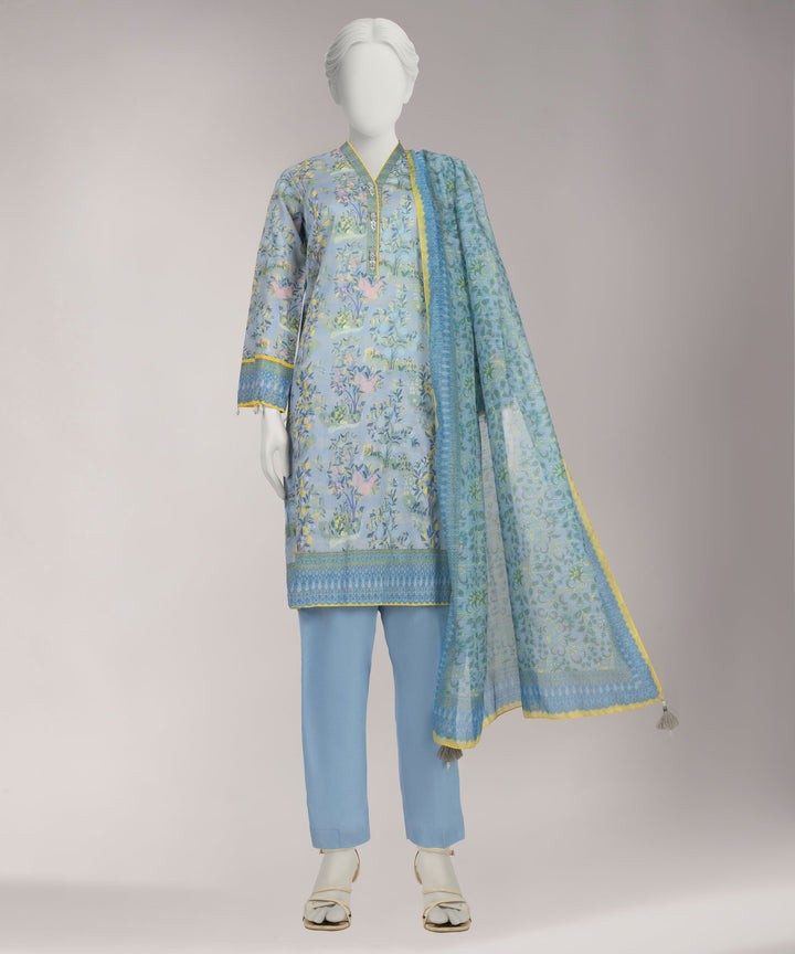 Lawn Grey Unstitched Suit - J. Junaid Jamshed