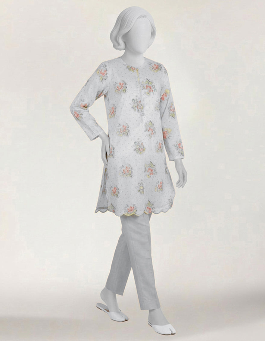 Lawn White Kurti - J. Junaid Jamshed