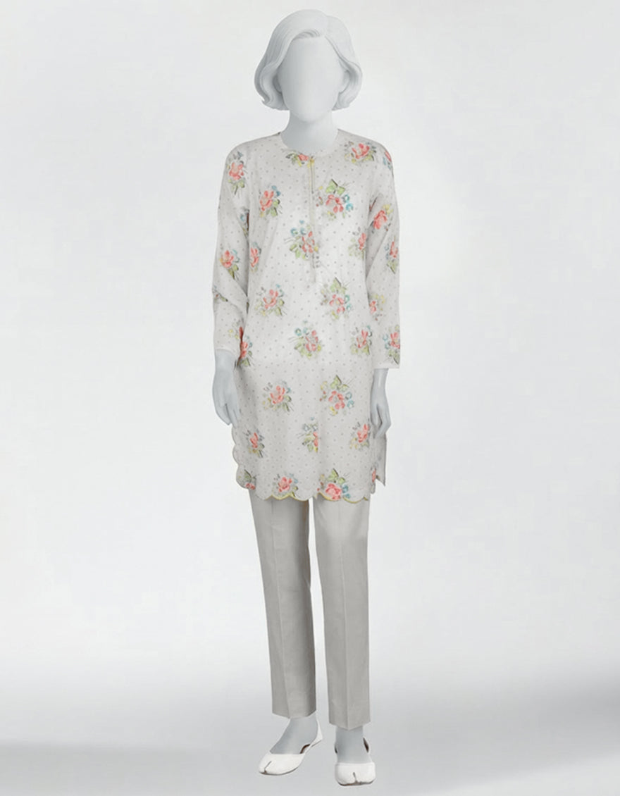 Lawn White Kurti - J. Junaid Jamshed
