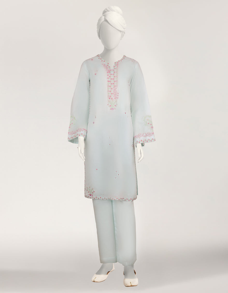 Lawn Blue Stitched Suit - J. Junaid Jamshed