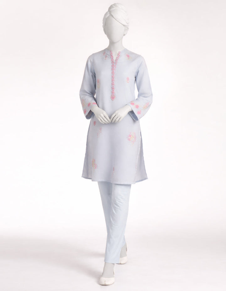 Lawn Blue Stitched Suit - J. Junaid Jamshed