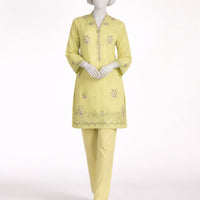 Lawn Green Stitched Suit - J. Junaid Jamshed