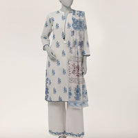 Lawn White Stitched Suit - J. Junaid Jamshed
