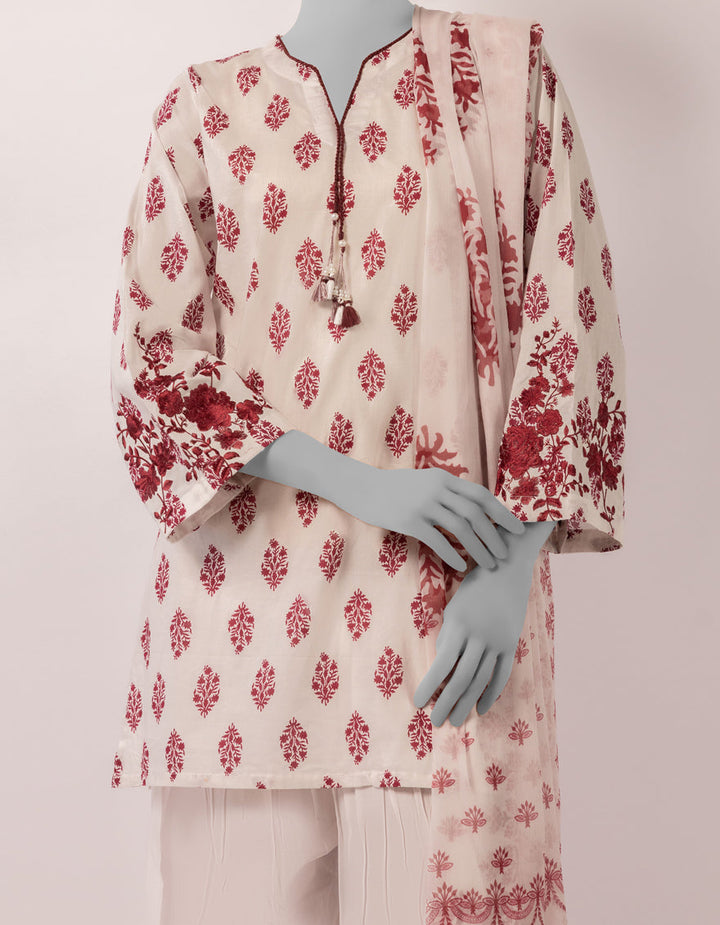 Lawn White Stitched Suit - J. Junaid Jamshed