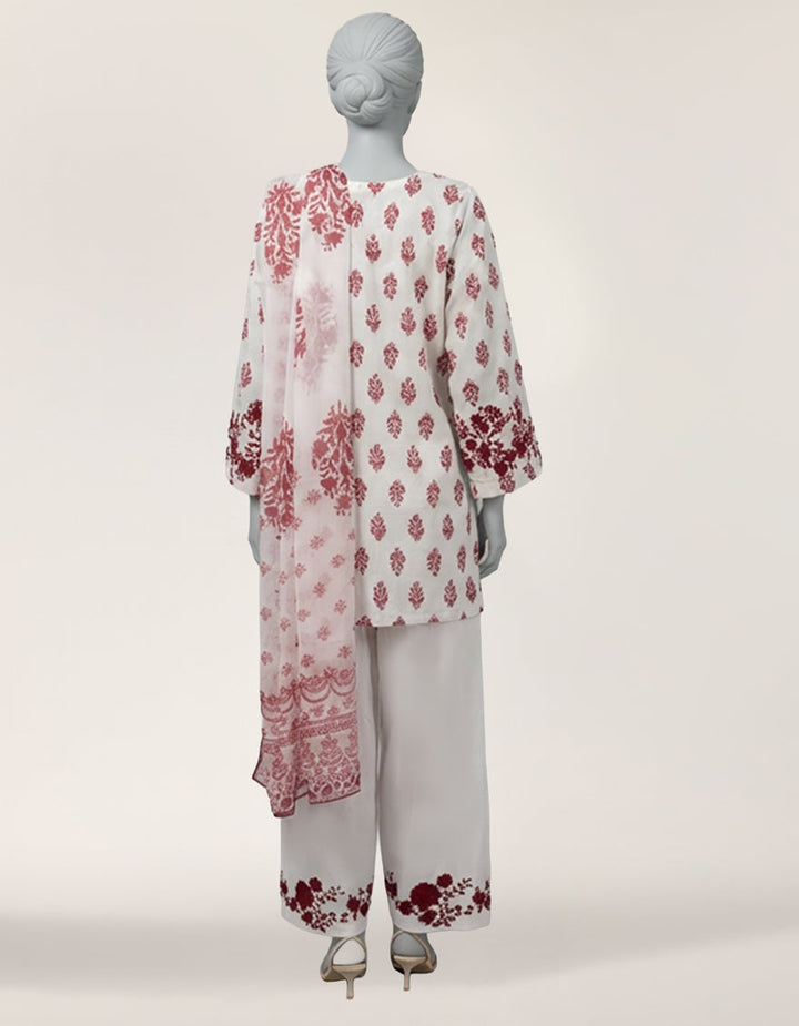 Lawn White Stitched Suit - J. Junaid Jamshed