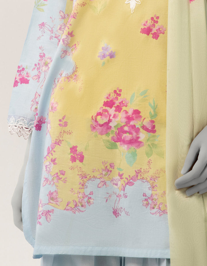 Lawn Blue Stitched Suit - J. Junaid Jamshed