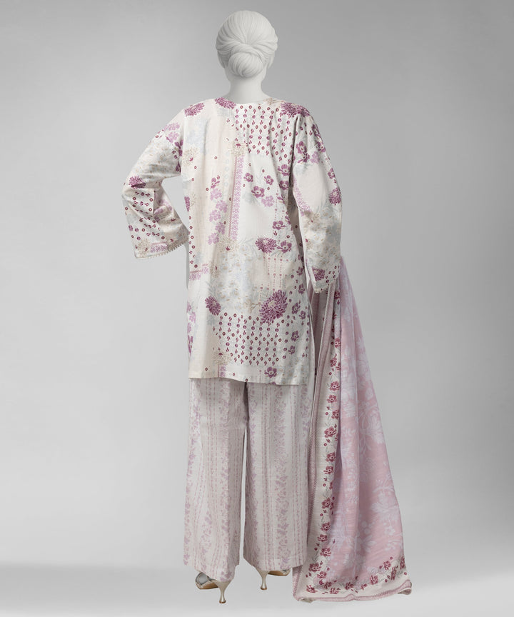 Slub Lawn Cream Unstitched Suit - J. Junaid Jamshed