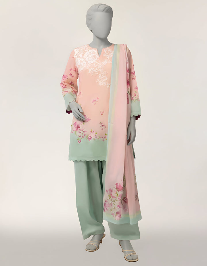 Lawn Pink Stitched Suit - J. Junaid Jamshed