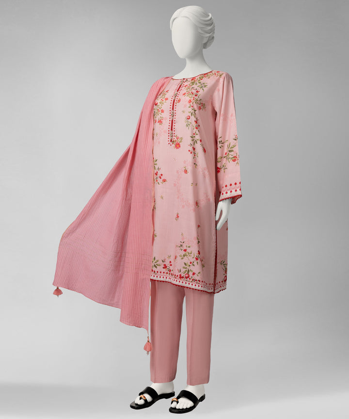 Jacquard Pink Unstitched Suit - J. Junaid Jamshed