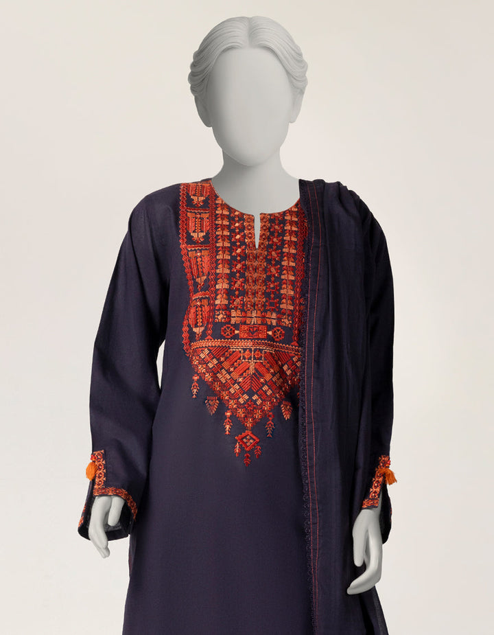 Lawn Purple Stitched Suit - J. Junaid Jamshed