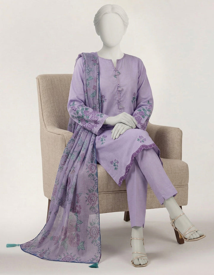 Lawn Purple Stitched Suit - J. Junaid Jamshed