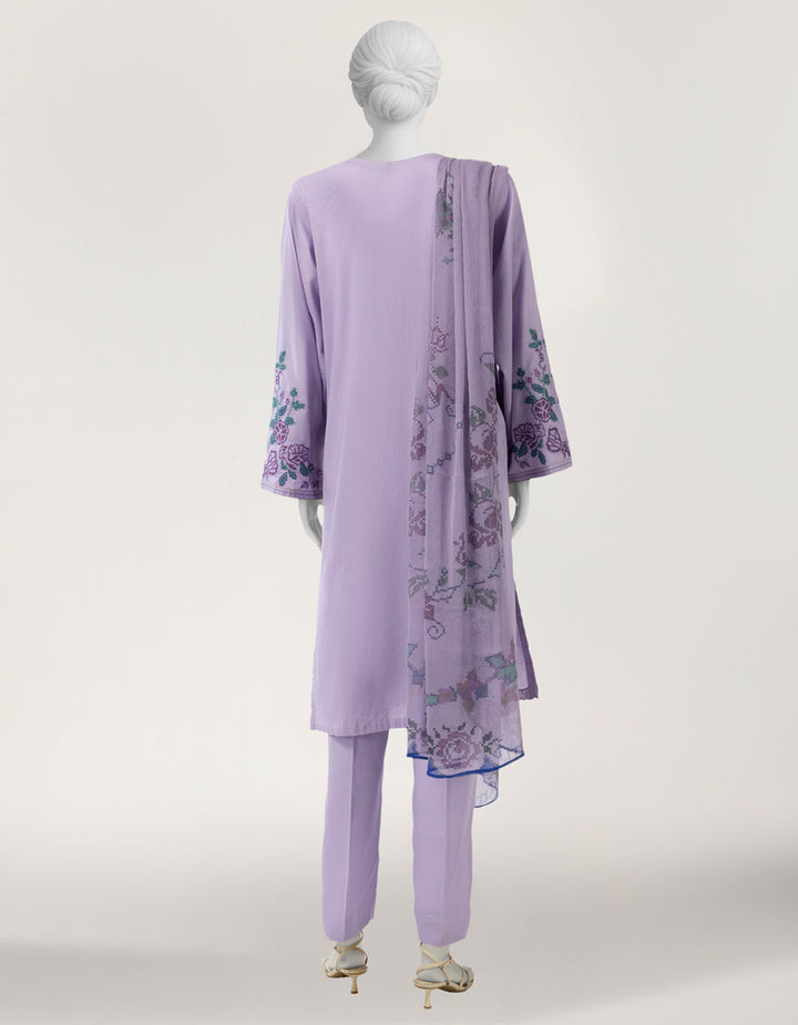 Lawn Purple Stitched Suit - J. Junaid Jamshed