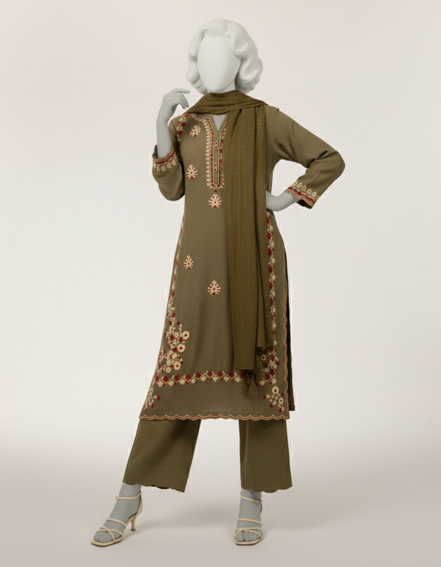 Dobby Green Stitched Suit - J. Junaid Jamshed