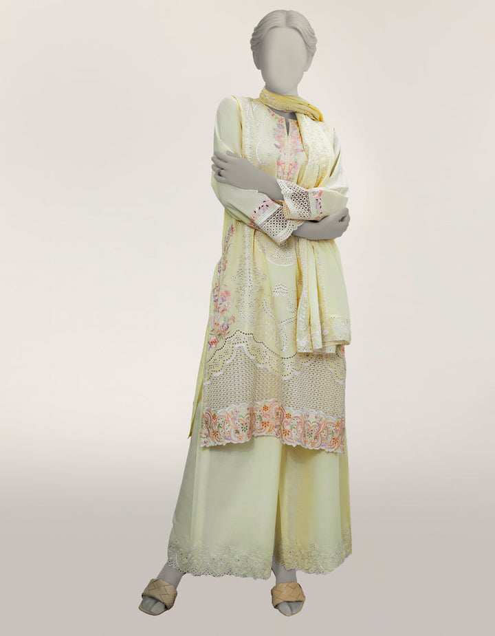 Lawn Yellow Stitched Suit - J. Junaid Jamshed