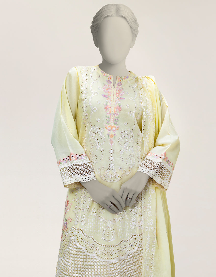 Lawn Yellow Stitched Suit - J. Junaid Jamshed