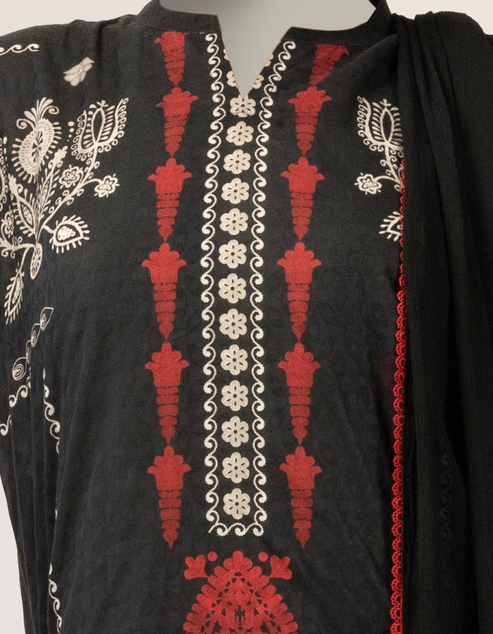 Dobby Black Stitched Suit - J. Junaid Jamshed