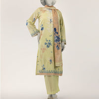 Lawn Green Stitched Suit - J. Junaid Jamshed