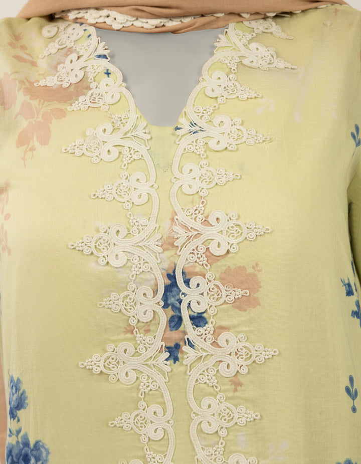 Lawn Green Stitched Suit - J. Junaid Jamshed