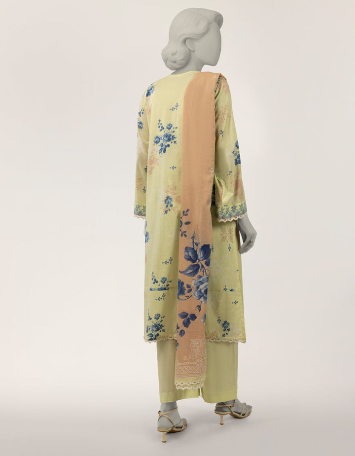 Lawn Green Stitched Suit - J. Junaid Jamshed