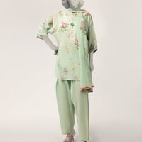 Lawn Green Stitched Suit - J. Junaid Jamshed