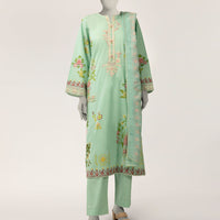Lawn Green Stitched Suit - J. Junaid Jamshed