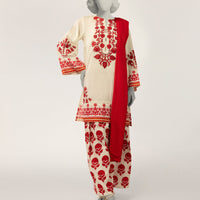 Dobby White Stitched Suit - J. Junaid Jamshed