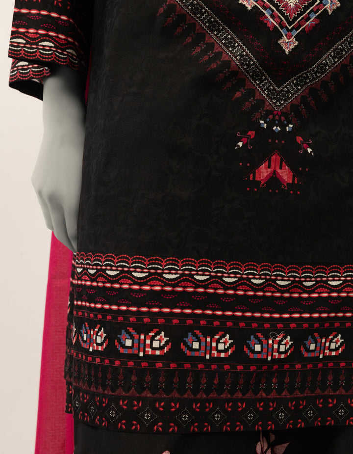 Dobby Black Stitched Suit - J. Junaid Jamshed