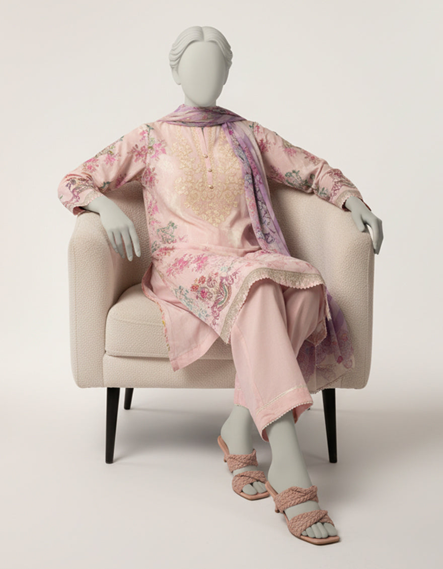 Lawn Lilac Stitched Suit - J. Junaid Jamshed