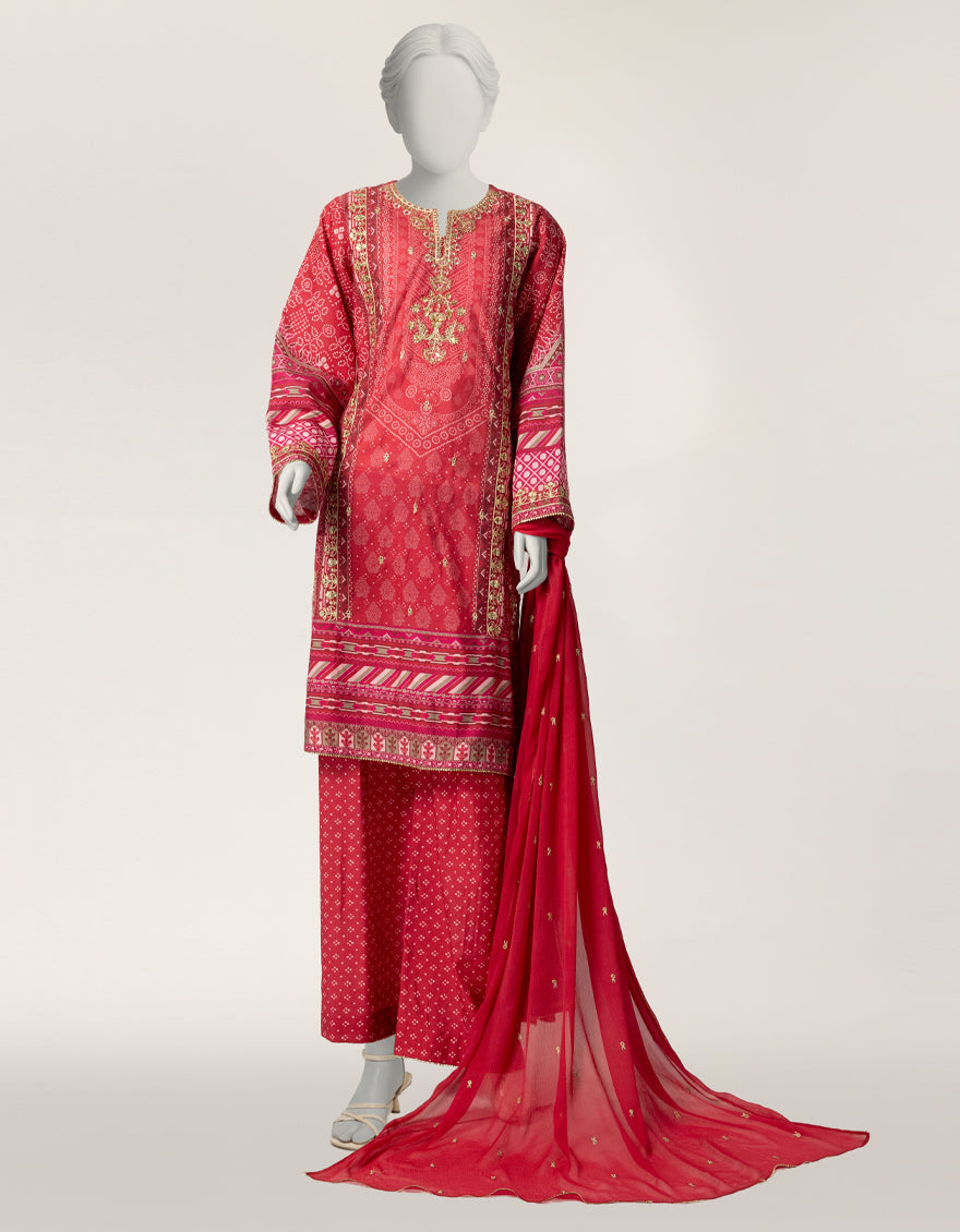 Cotton Silk Pink Stitched Suit - J. Junaid Jamshed