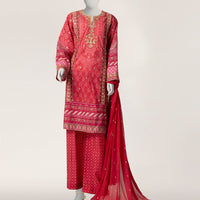 Cotton Silk Pink Stitched Suit - J. Junaid Jamshed