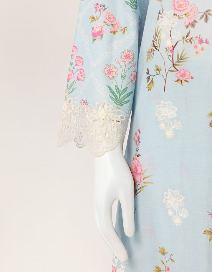 Lawn Silk Blue Stitched Suit - J. Junaid Jamshed