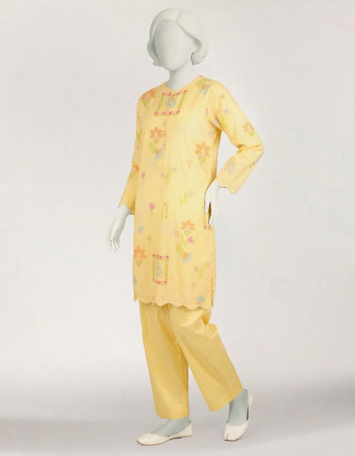Lawn Yellow Stitched Suit - J. Junaid Jamshed