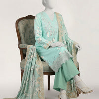 Lawn Sea Green Stitched Suit - J. Junaid Jamshed