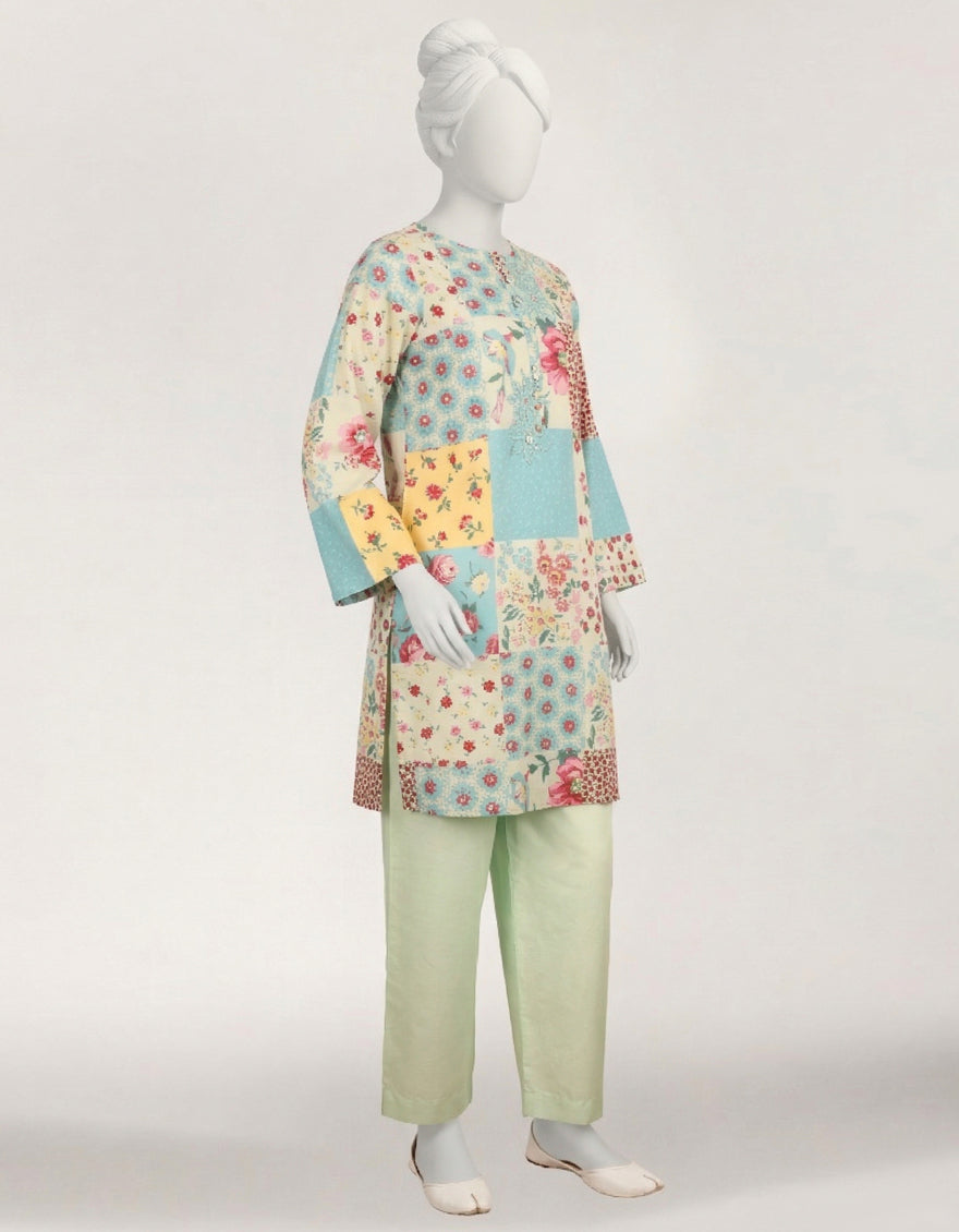 Lawn Multicolor Stitched Suit - J. Junaid Jamshed