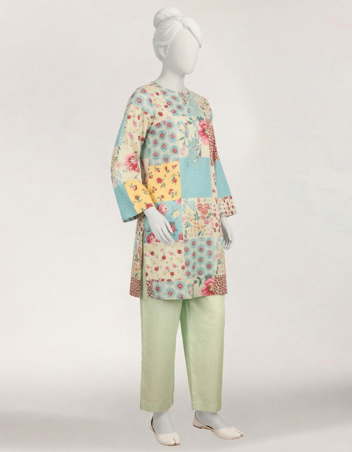 Lawn Multicolor Stitched Suit - J. Junaid Jamshed