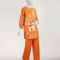 Lawn Orange Stitched Suit - J. Junaid Jamshed