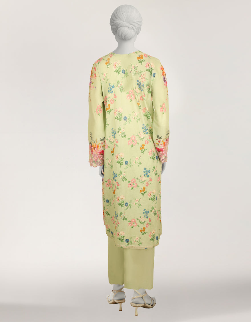 Lawn Green Stitched Suit - J. Junaid Jamshed
