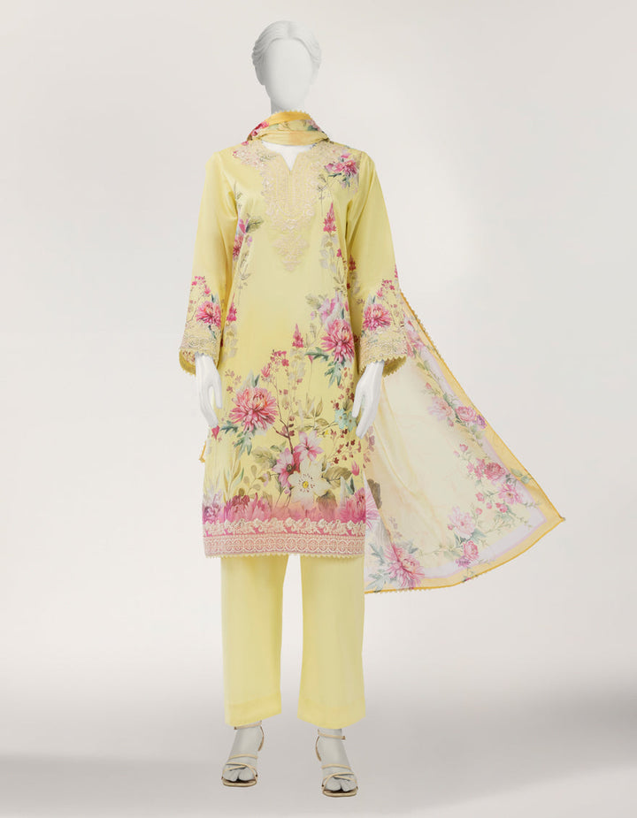 Lawn Yellow Stitched Suit - J. Junaid Jamshed