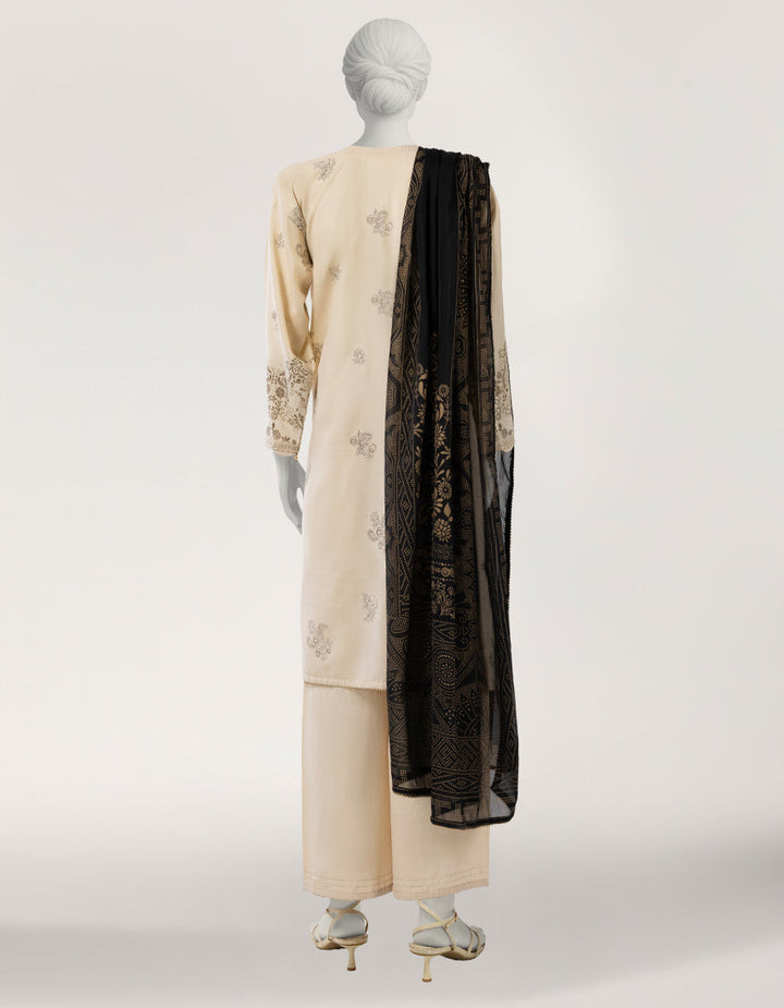 Raw Silk Beige Stitched Suit - J. Junaid Jamshed