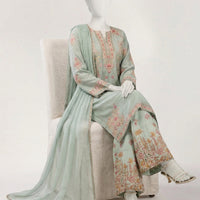 Maple Silk Green Stitched Suit - J. Junaid Jamshed