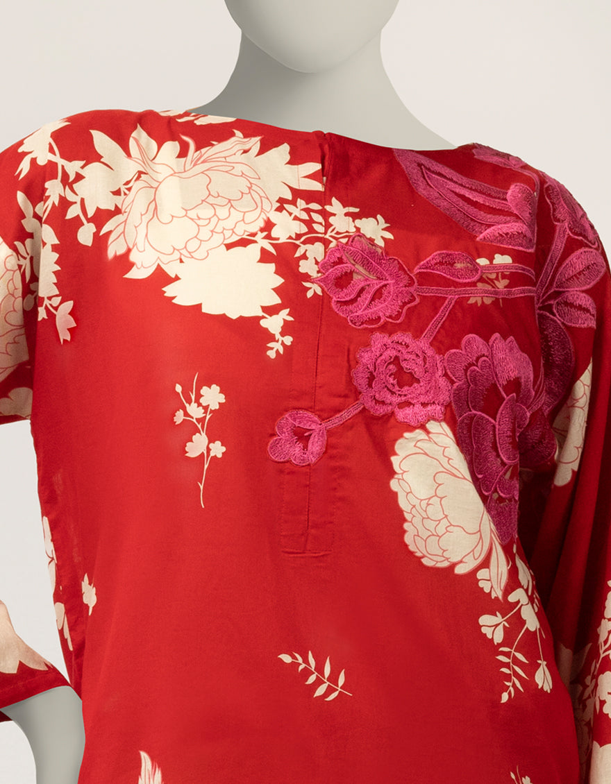 Lawn Red Kurti - J. Junaid Jamshed