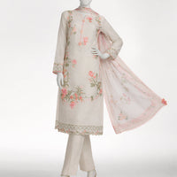 Jacquard Off White Stitched Suit - J. Junaid Jamshed