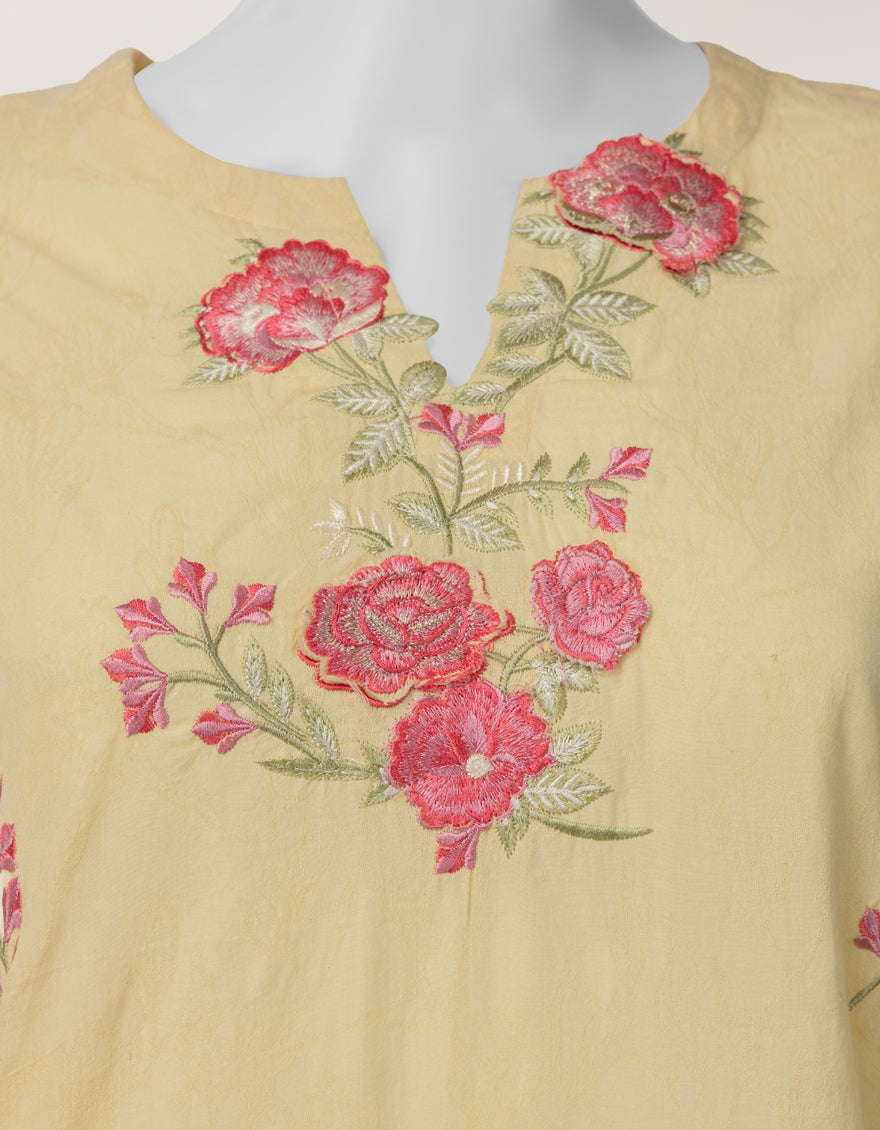 Jacquard Yellow Stitched Suit - J. Junaid Jamshed