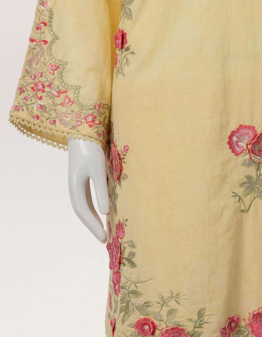 Jacquard Yellow Stitched Suit - J. Junaid Jamshed