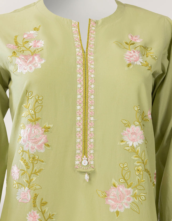 Lawn Green Stitched Suit - J. Junaid Jamshed
