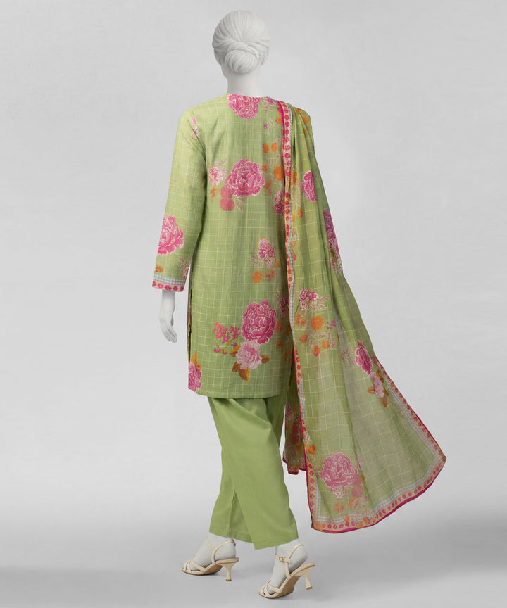 Lawn Green Stitched Suit - J. Junaid Jamshed