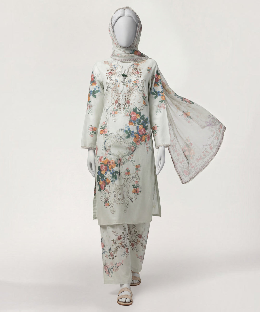 Lawn Grey Stitched Suit - J. Junaid Jamshed